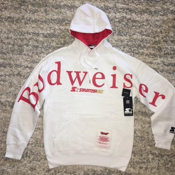 Starter50 ❤️🤍 white red hoodie men’s size M - Picture 10 of 15